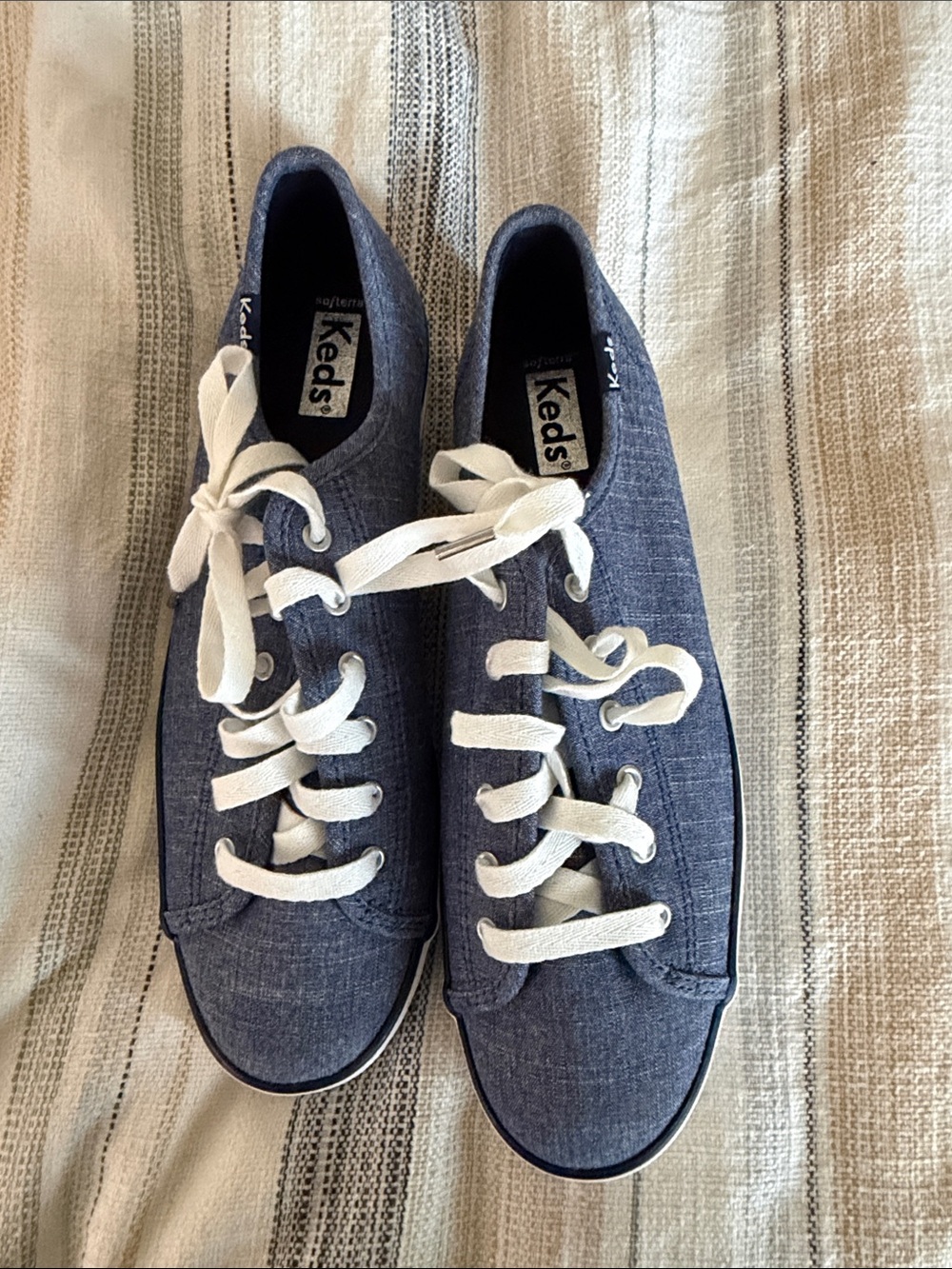 Keds Women’s Chambray Navy Low-Top Sneakers with White Laces